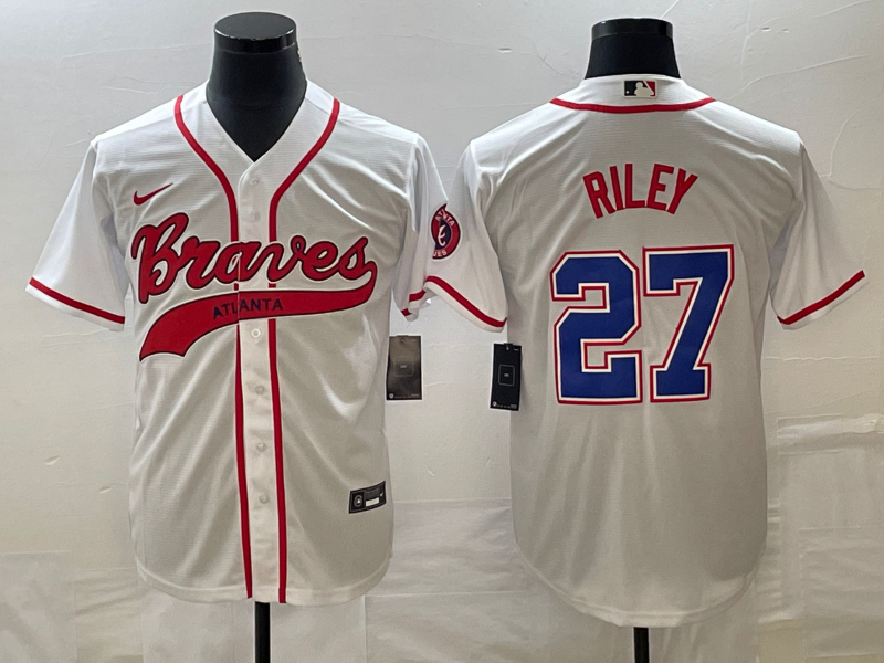 Men's Atlanta Braves Austin Riley #27 White Jersey Joint Edition